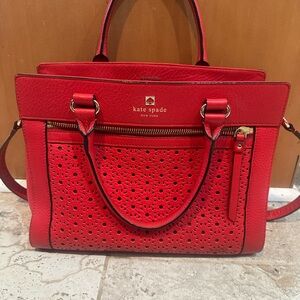 Kate Spade Red Perforated Satchel